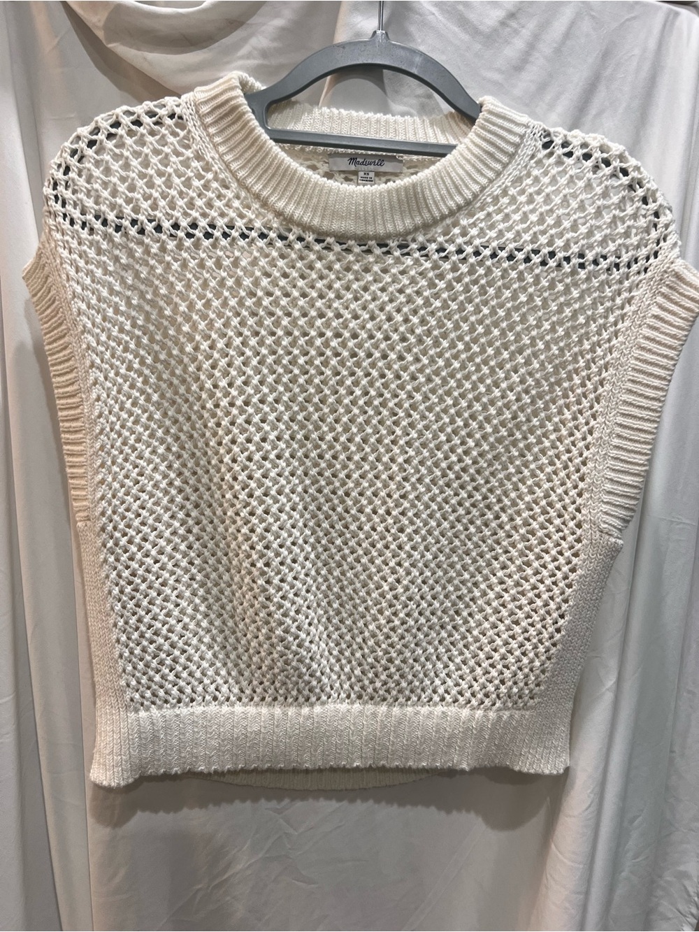 Madewell Cream Open-Weave Sleeveless Crew Sweater